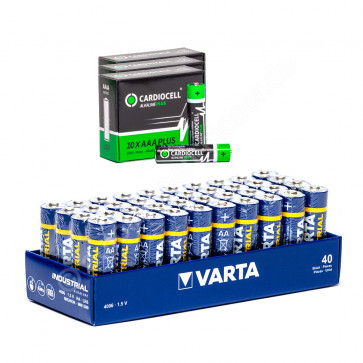 40x Mignon AA/LR6 VARTA 4006,1,5V,2960 mAh + 30x Micro AAA/LR3 Cardiocell,70 Batterien