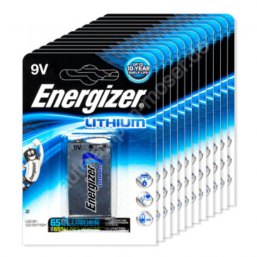 12x 9V E-Block / Batterie, Energizer Ultimate Lithium, 9V, 12x 1er Blister, 12 Stück