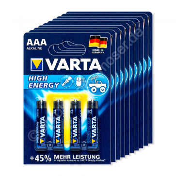 40x Micro AAA / LR03 - Batterie Alkaline, Varta Longlife Power 4903, 1,5V, 1240 mAh, 10x 4er Blister, 40 Stück