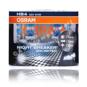 Osram Night Breaker Unlimited HB4 Halogen Scheinwerferlampe +110%