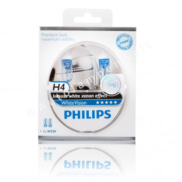 Philips White Vision H4 Halogen Scheinwerferlampe DuoPack