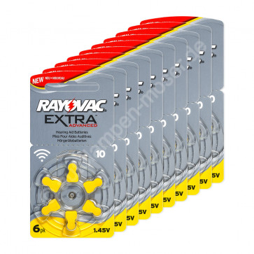 60x Hörgerätebatterien 10, PR41, Rayova Extra Advanced, 1,45V, 10x 6er Blister