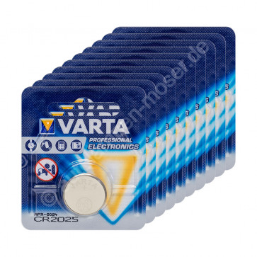 10x Original Varta CR2025 Blister Lithium Knopfzelle Batterie 3V / 165mAh, 10 Blister