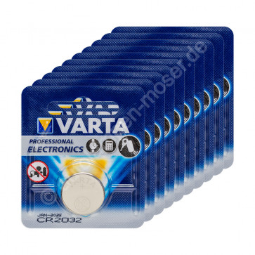 10x Original Varta CR2032 Blister Lithium Knopfzelle Batterie 3V / 230mAh, 10 Blister