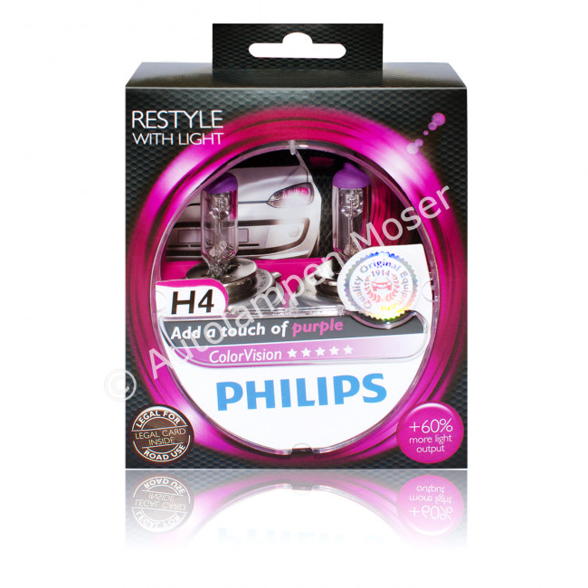 Philips Color Vision H4 Purple Pink Halogen Scheinwerferlampe