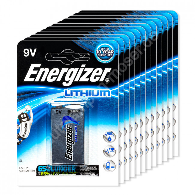 12x 9V EBlock / Batterie, Energizer Ultimate Lithium, 9V, 12x 1er