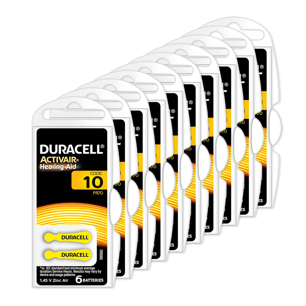 Duracell 210 x Duracell Typ 10 Hörgerätebatterien 35 x 6er-Blister 1,45V Gelb PR70 
