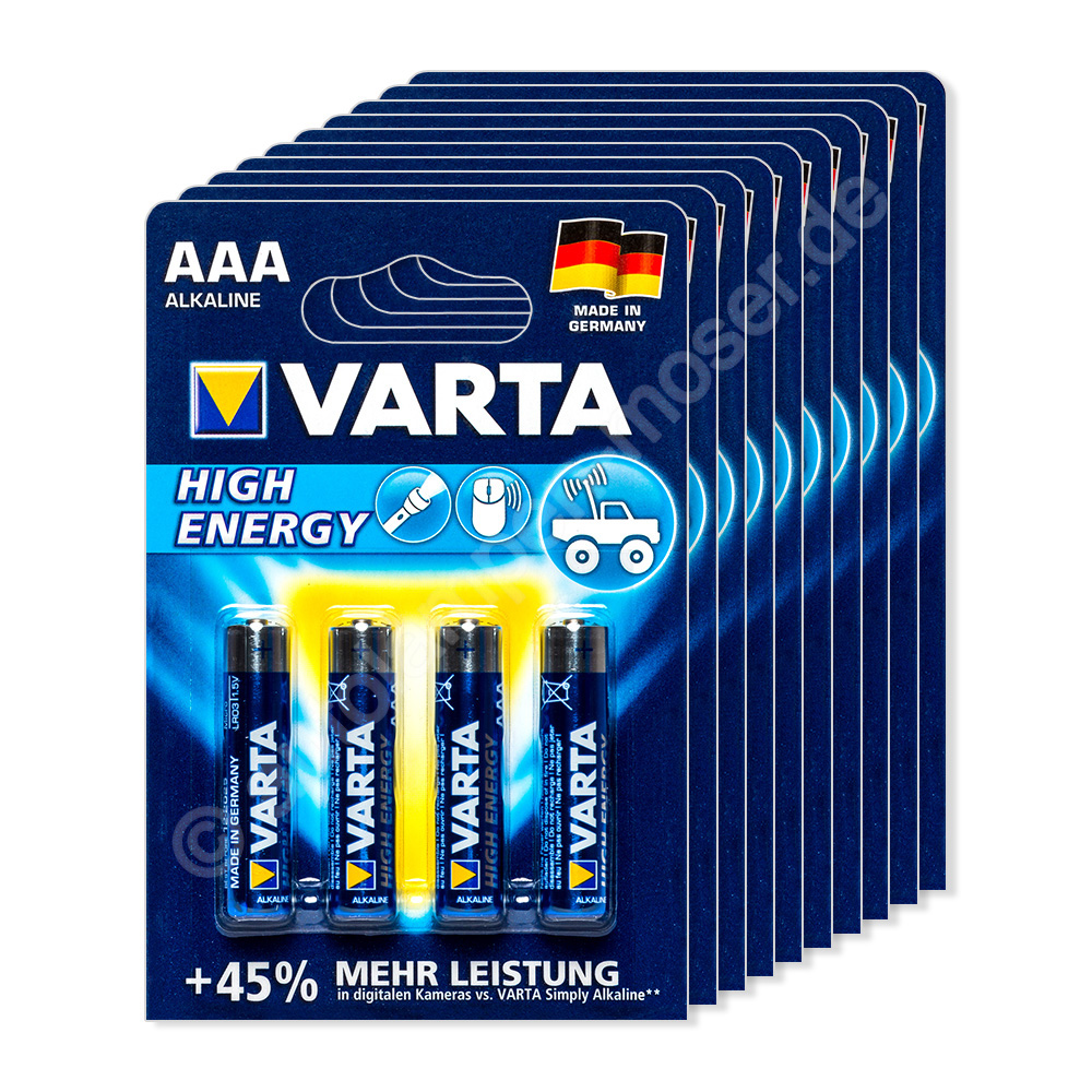 400 x Varta Longlife Power HighEnergy 4903 AAA Micro LR03 1,5V Batterie Bliste 